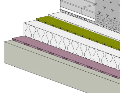 Warmdach mit intensiver Begrünung/Nutzbelag